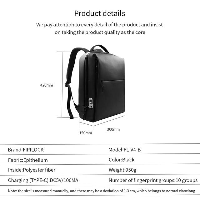 حقيبة الظهر بالبصمة Fipilock Smart Backpack Anti-Theft Fingerprint - SW1hZ2U6NjIyODMw