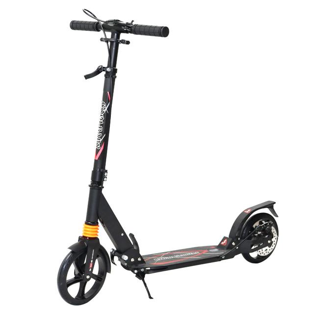Cool Baby COOLBABY CRHB2-BLK Adult Kick Scooter with 2 Big Wheels Adjustable Handlebars Commuter Scooters With Disc Brake Largest load 80KG - SW1hZ2U6NTkyMzkw