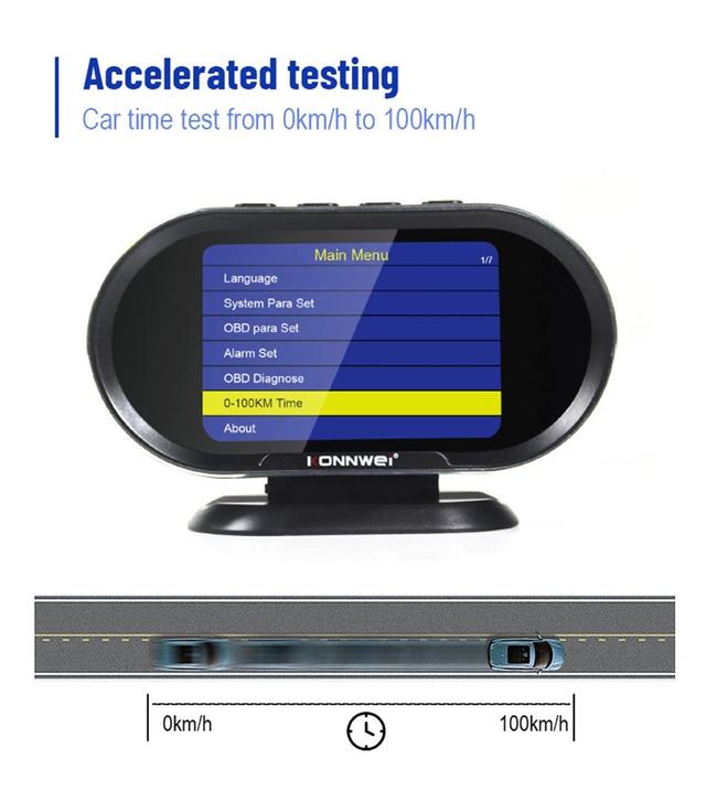 KONNWEI KW206 HUD OBD2 Car Diagnostic Scanner On-Board Computer Gauge DTC Engine Code Reader Voltage Test LCD Screen Built-in Speaker - SW1hZ2U6NjA4NDkx