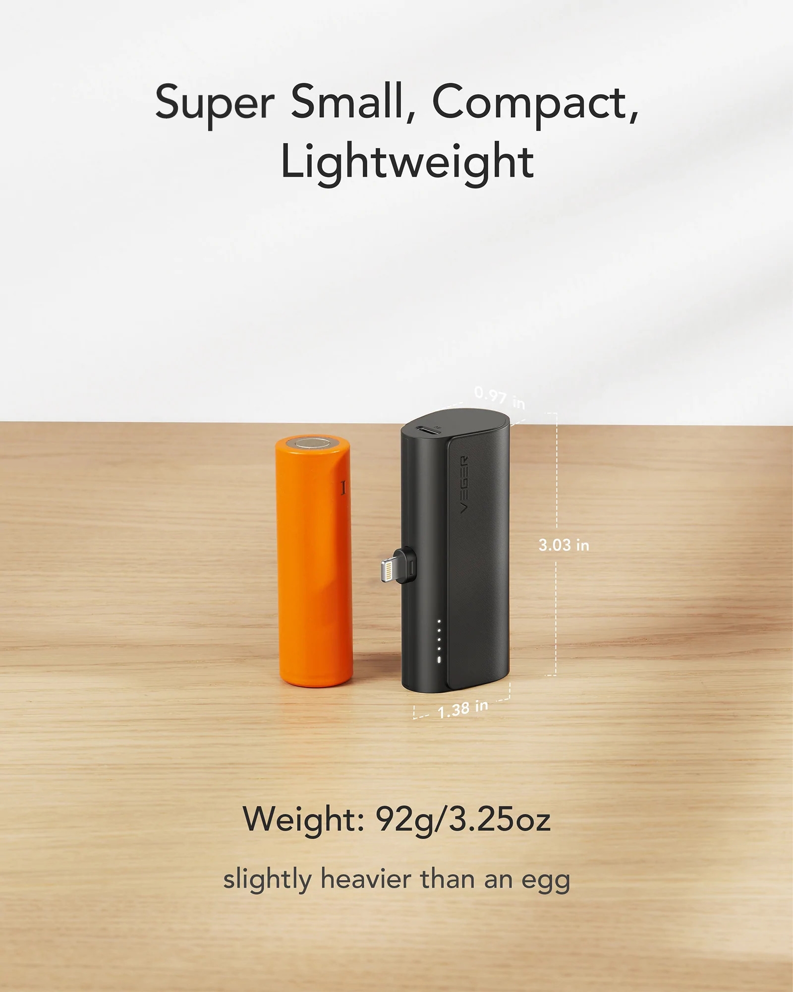 باور بانك محمول للآيفون VEGER Mini Portable Charger for iPhone سعة 5000 مللي أمبير