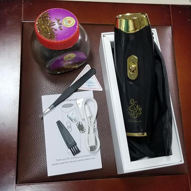 Crony B11 upright hand-held Bukhoor Aromatherapy Portable Arabic Electric Bakhoor Incense Burner | Black+Golden - SW1hZ2U6NjA0NDgx