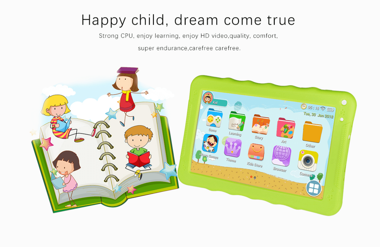 تابلت للأطفال 9" ذاكرة 512MB آندرويد زهري K19 Android WIFI Kids Tablet - CRONY - cG9zdDo2MDg3MjI=