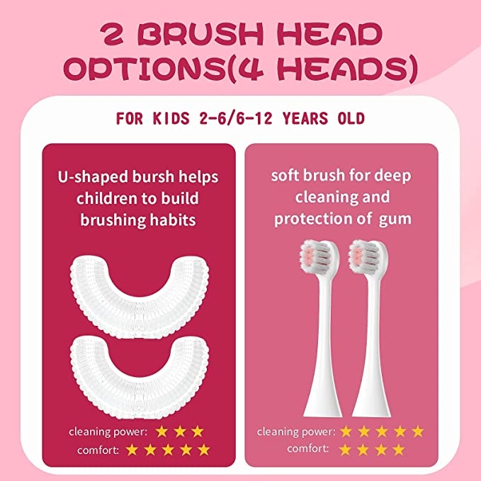 فرشاة أسنان للأطفال 360 درجة للتبييض وتنظيف الأسنان بعمق Dycrol Kids U Shaped Electric Toothbrush