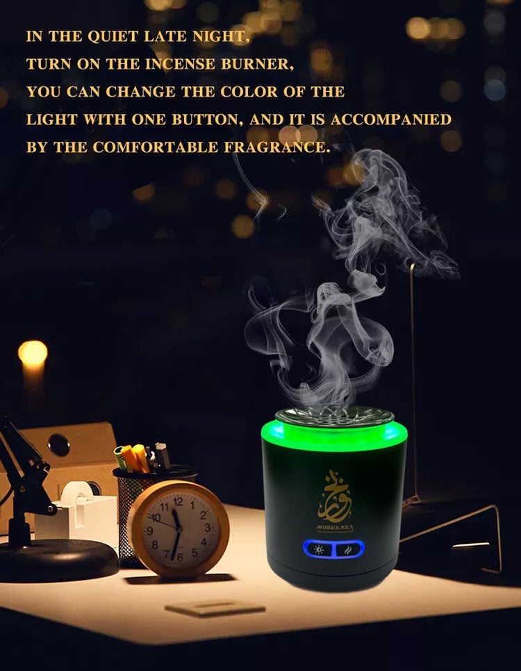 مبخرة كهربائية صغيرة قابلة للشحن كروني CRONY 004 Round Bukhoor electric bakhoor Luxury Incense Burner - 4}