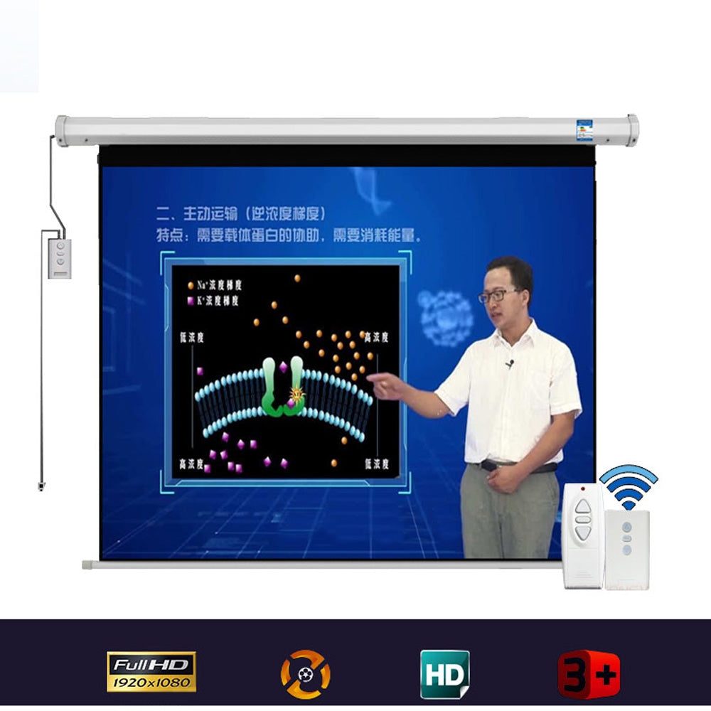 شاشة عرض بروجكتر 120 بوصة كهربائية مع ريموت CRONY Projection Screen Home Automatic Lifting  HD Projection