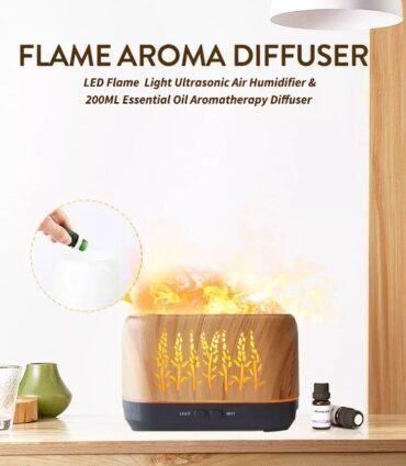 مرطب ومعطر للهواء 3D Warm Flame Led Mist Air Humidifier Essential Oil Diffuser مع ريموت كنترول - 3}