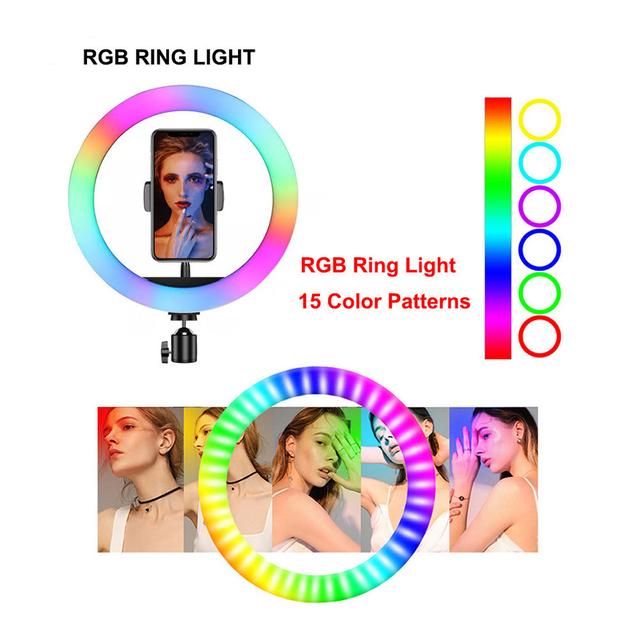 اضاءة تصوير للجوال ( 18" ) Crony - MJ45 wire-controlled mobile phone RGB LED Live Fill Light - SW1hZ2U6NjA3MTQx