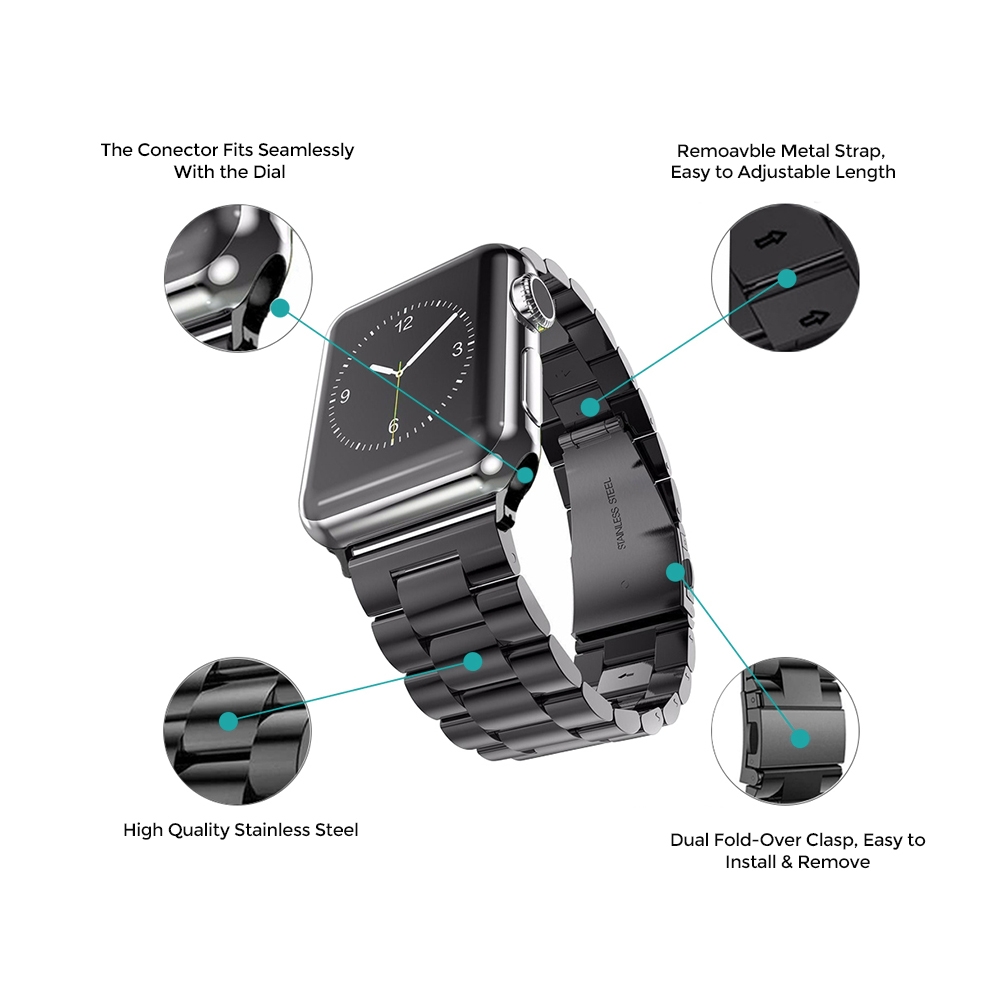 حزام ساعة أبل ستانليس ستيل كلاسيكي 42/44/45 مم – لون ذهبي  O Ozone Metal Straps Compatible With Apple Watch