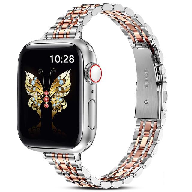 حزام ساعة أبل كلاسيكي ستانليس ستيل 38/ 40/ 41 مم – فضي  O Ozone Metal Straps Compatible with Apple Watch - SW1hZ2U6NjMwMjcz