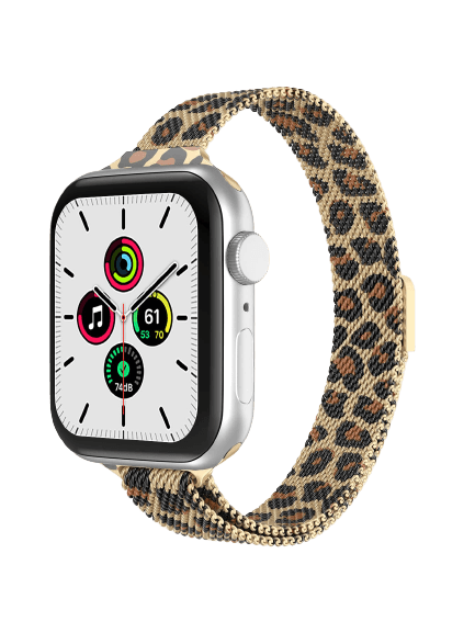 O Ozone Milanese Loop Strap Compatible with Apple Watch 38mm 40mm 41mm, Stainless Steel Magnetic Small Waist Watch Strap, Metal Wristband for iWatch SE Series 7 6 5 4 3 2 1 for Women Men, Leopard - SW1hZ2U6NjMwNDE4