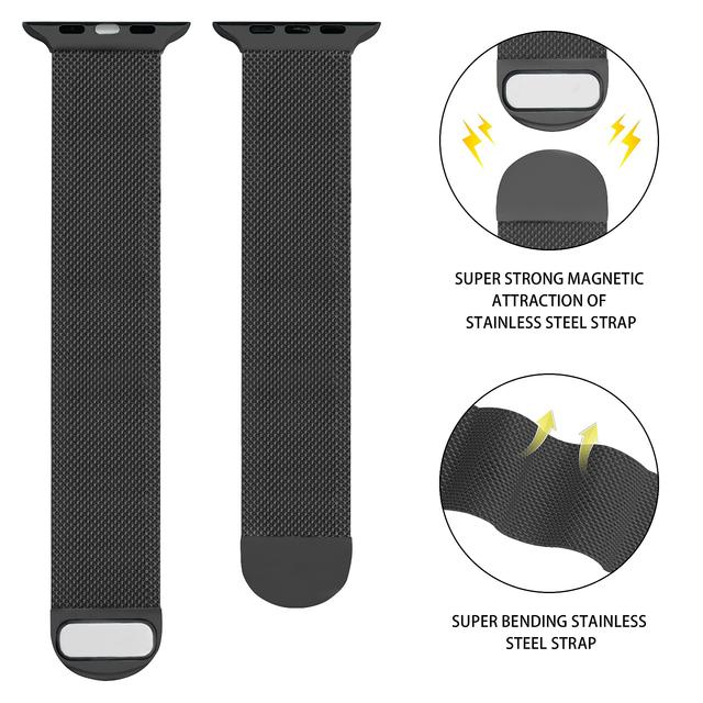 O Ozone Milanese Magnetic Straps for Apple Watch Bands 38mm 40mm 41mm, Stainless Steel Mesh Milanese Strap with Adjustable Loop, Wristbands for iWatch SE Series 7/6/5/4/3/2/1 Women Men, Black - SW1hZ2U6NjMwNDQw