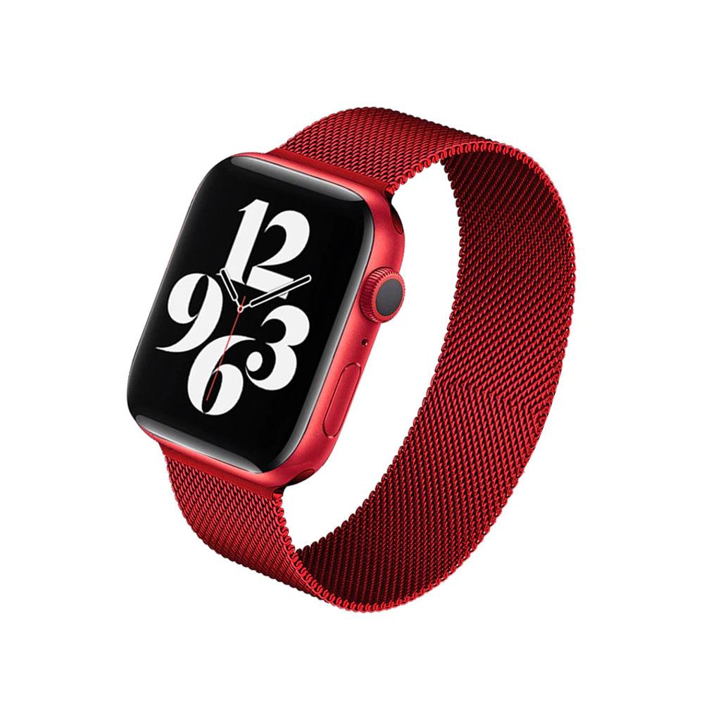 حزام ساعة أبل ستانليس ستيل 38/ 40/ 41 مم – أحمر  O Ozone Milanese Magnetic Straps for Apple Watch