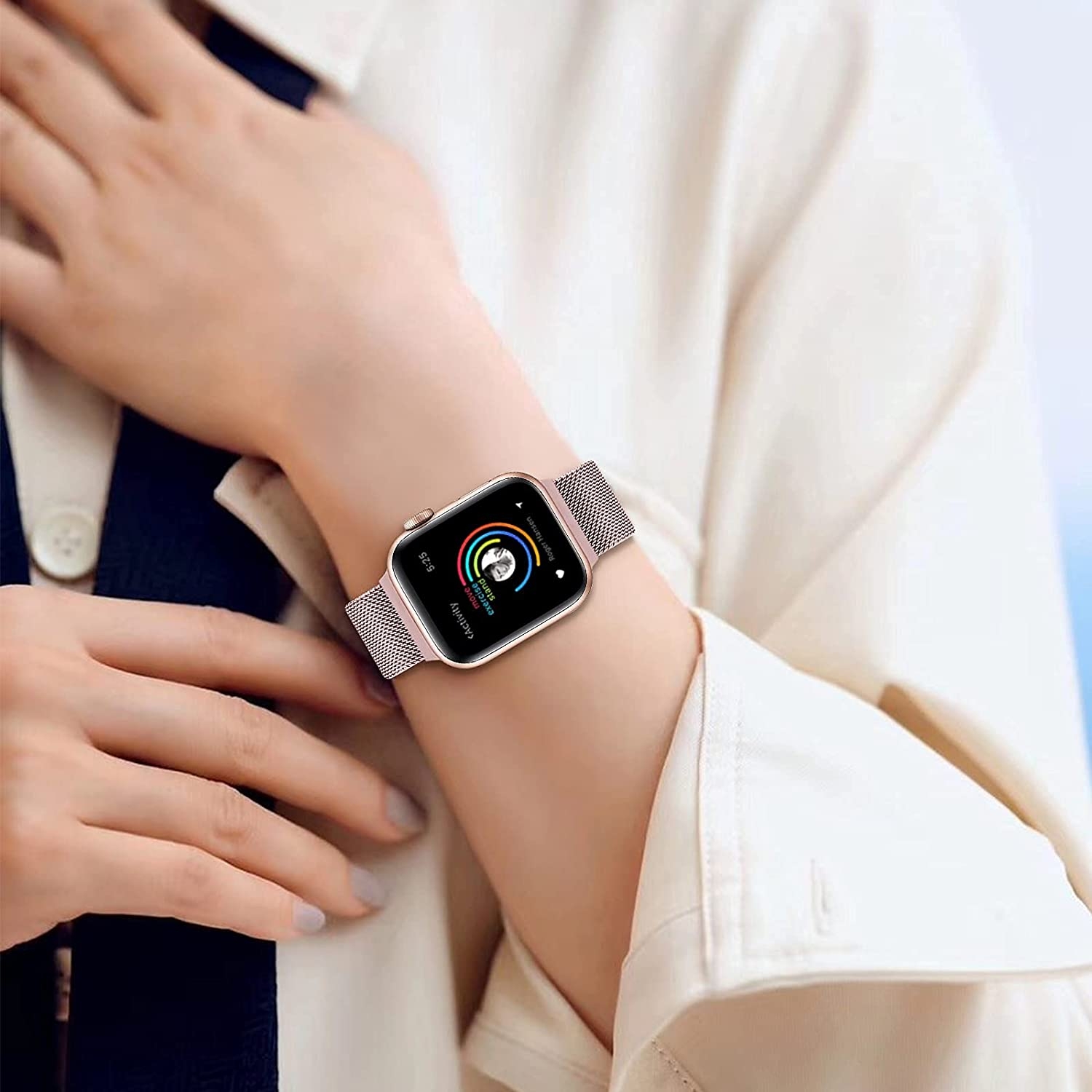 حزام ساعة أبل ستانليس ستيل 42/44/45 مم – رمادي  O Ozone Milanese Magnetic Straps for Apple Watch