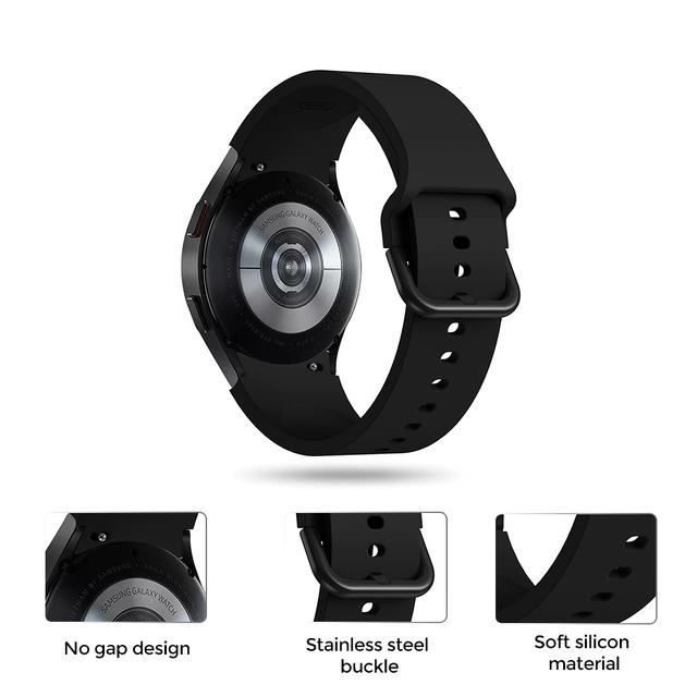 O Ozone No Gaps Silicone Watch Band Compatible with Samsung Galaxy Watch 4 40mm 44mm/Galaxy Watch 4 Classic/Galaxy Watch 3 41mm, 20mm Soft Silicone Sport Replacement Straps for Men Women (Black) - SW1hZ2U6NjMwNzgz
