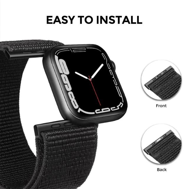 O Ozone Nylon Strap Compatible with Apple Watch Band 38mm 40mm 41mm, Breathable Adjustable Soft Smartwatch Replacement Sport Loop Band for Apple Watch Series 7/6/5/4/3/2/1/SE Women Men (Anchor Grey) - SW1hZ2U6NjMxMzYx