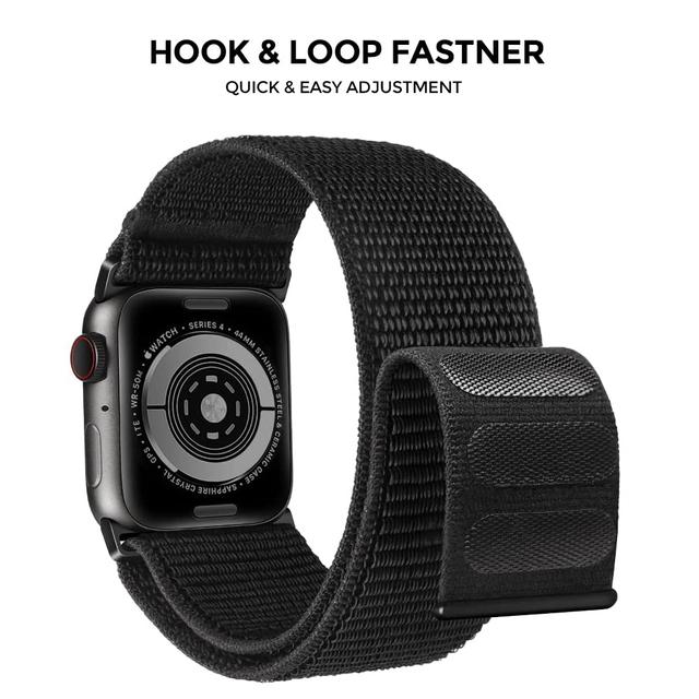 O Ozone Nylon Strap Compatible with Apple Watch Band 38mm 40mm 41mm, Breathable Adjustable Soft Smartwatch Replacement Sport Loop Band for Apple Watch Series 7/6/5/4/3/2/1/SE Women Men (Black) - SW1hZ2U6NjMxMzg0