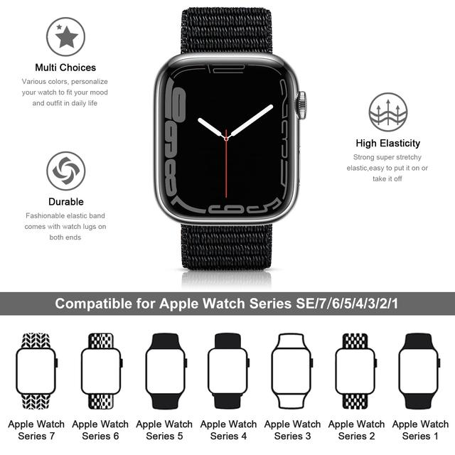 O Ozone Nylon Strap Compatible with Apple Watch Band 42mm 44mm 45mm, Breathable Adjustable Soft Smartwatch Replacement Sport Loop Band for Apple Watch Series 7/6/5/4/3/2/1/SE Women Men (Anchor Grey) - SW1hZ2U6NjMxMzky