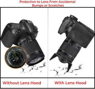 غطاء عدسة الكاميرا DSLR قياس 58mm مع قماشة تنظيف Professional Tulip Flower Lens Hood Collapsible Rubber Hood - O Ozone