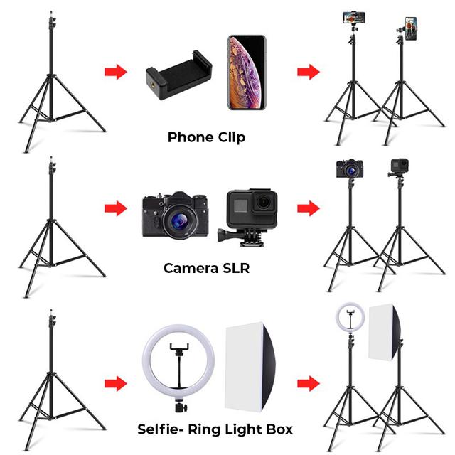 ترايبود إحترافي للكاميرا او الإضائة 200cm أسود Professional Photo Photography Studio Light Stand Tripod - O Ozone - SW1hZ2U6NjMxOTM3