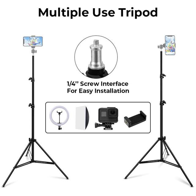 O Ozone Professional Photo Photography Studio 200cm Height Studio Light Stand Tripod for Reflectors, Softboxes, Lights, Umbrellas, Backgrounds, DSLR [1 Per Pack] 1/4" Thread Mount [Upgraded] - SW1hZ2U6NjMxOTUy