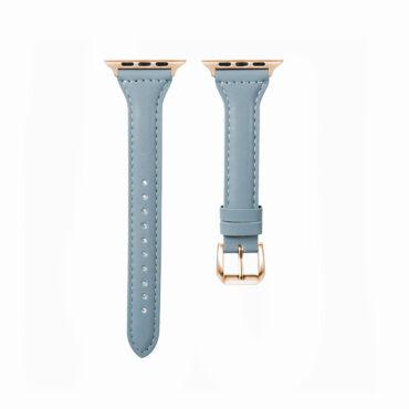 سوار ساعة أبل (حزام ساعة) جلد طبيعي - أزرق O Ozone Slim Leather Band Apple Watch