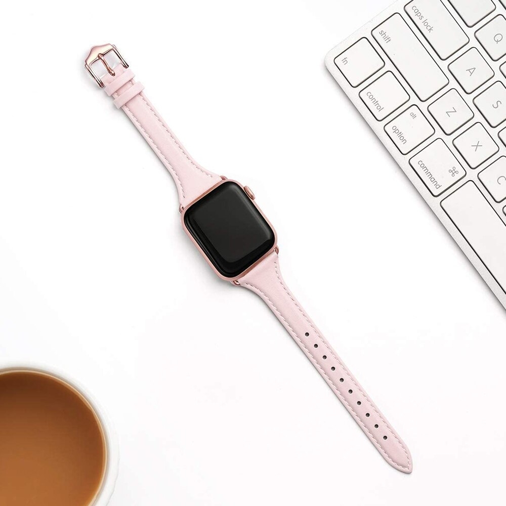 سوار ساعة أبل (حزام ساعة) جلد طبيعي - بني O Ozone Slim Leather Band Apple Watch