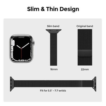 سوار ساعة أبل (حزام ساعة) ستانلس ستيل - فضي O Ozone Slim Milanese Apple Watch