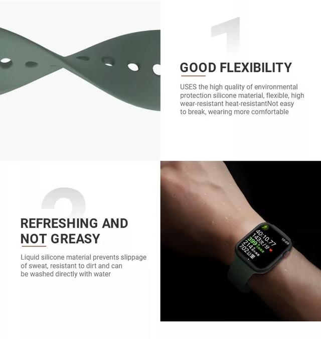 O Ozone Soft Silicone Sport Bands Compatible with Apple Watch Band 38mm 40mm 41mm, Waterproof Strap Wristbands Compatible with iWatch Apple Watch Series 7 6 5 4 3 2 1 SE Women Men, Blue - SW1hZ2U6NjMyNzU0