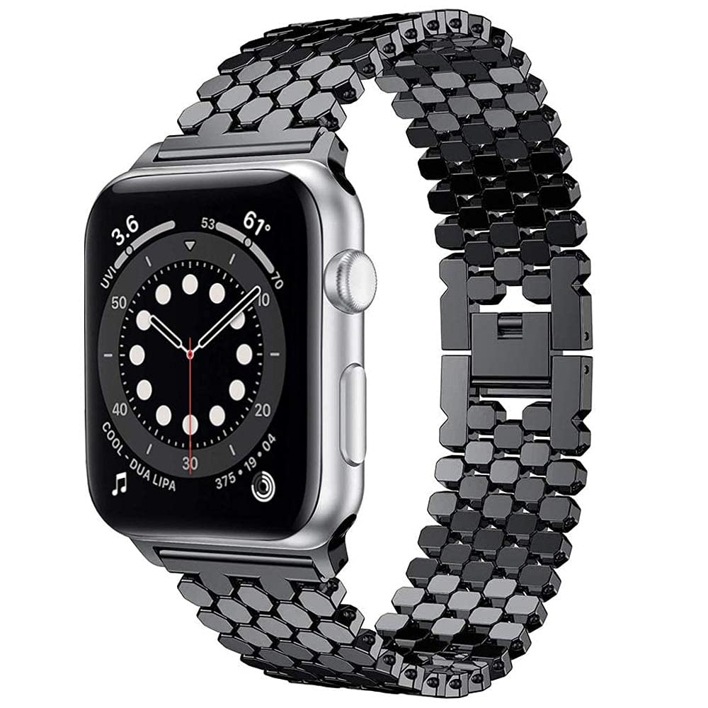 سوار ساعة أبل (حزام ساعة) ستانلس ستيل - أسود O Ozone Stainless Steel Apple Watch