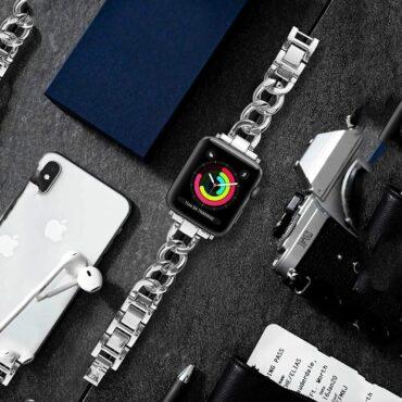 سوار ساعة أبل (حزام ساعة) ستانلس ستيل - فضي O Ozone Stainless Steel Band Apple Watch