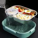 O Ozone Stainless Steel Lunch Box for Kids, Men, Women [ 4 Compartments ] Airtight Container with Flippable Space for your Mobile Phone - Black - SW1hZ2U6NjMzMDY3