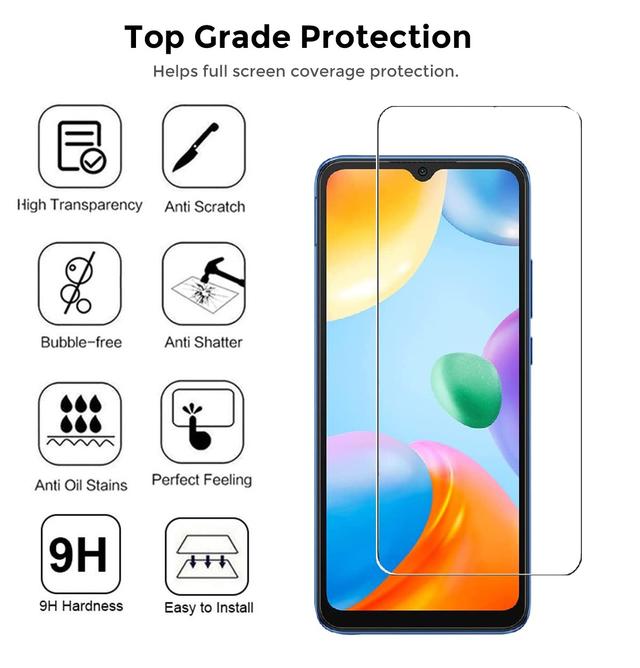 لاصقة حماية الشاشة لهاتف Redmi 10C حزمة 2في1 HD Glass Protector Tempered Glass Screen Protector - O Ozone - SW1hZ2U6NjMzMTcz