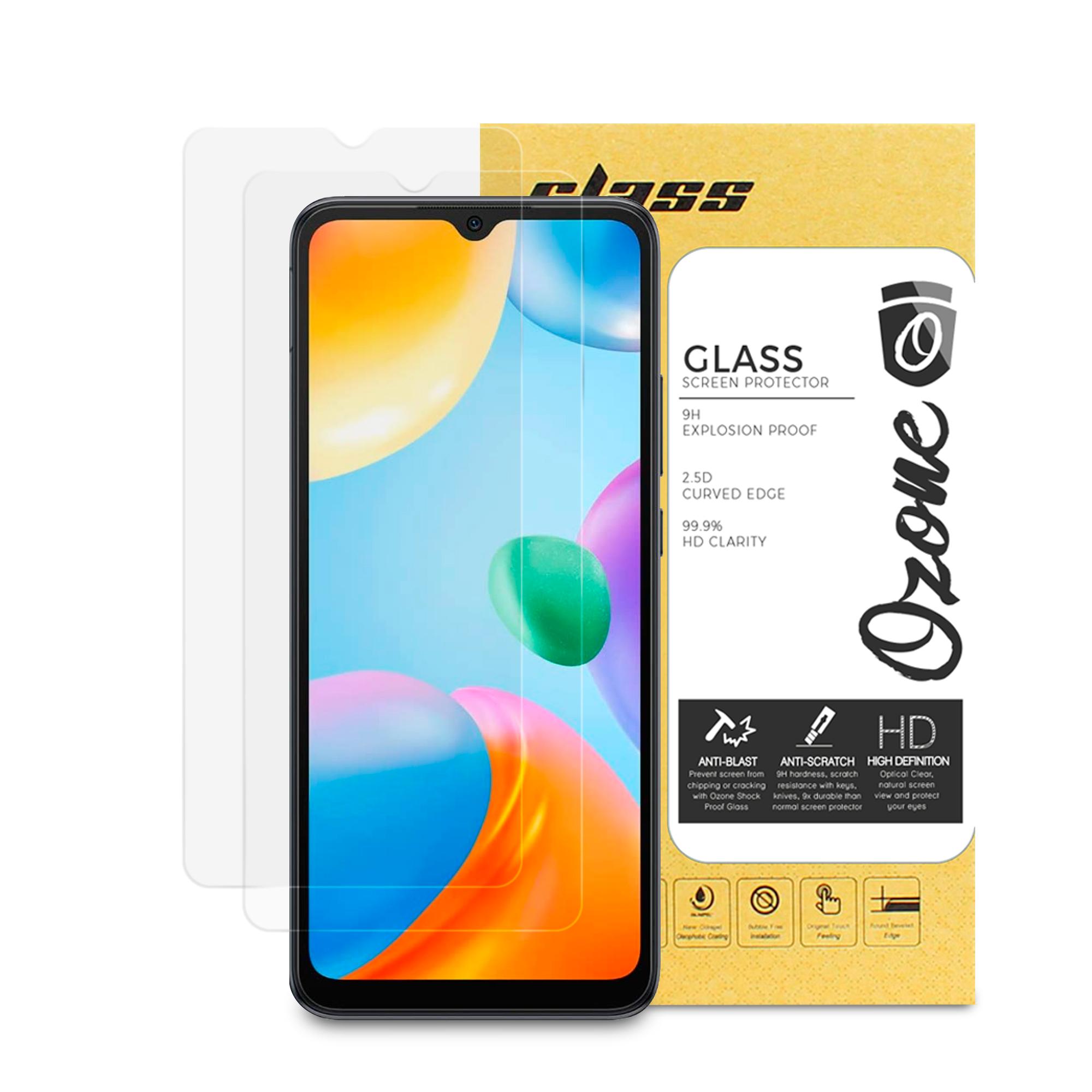 لاصقة حماية الشاشة لهاتف Redmi 10C حزمة 2في1 HD Glass Protector Tempered Glass Screen Protector - O Ozone