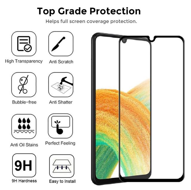 لاصقة حماية الشاشة لهاتف Samsung Galaxy A33 5G حزمة 2في1 HD Glass Protector Tempered Glass Screen Protector - O Ozone - SW1hZ2U6NjMzMjAx