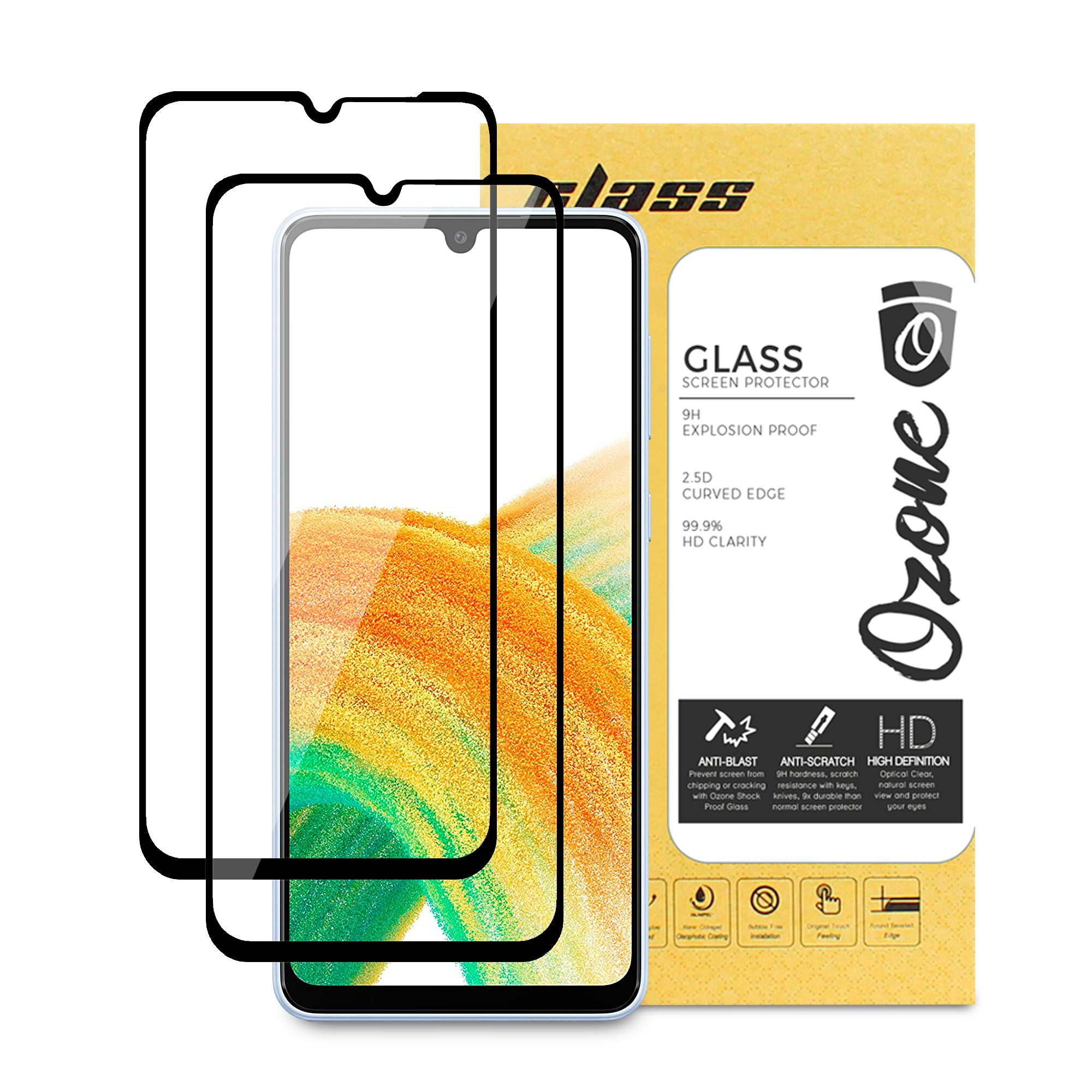 لاصقة حماية الشاشة لهاتف Samsung Galaxy A33 5G حزمة 2في1 HD Glass Protector Tempered Glass Screen Protector - O Ozone
