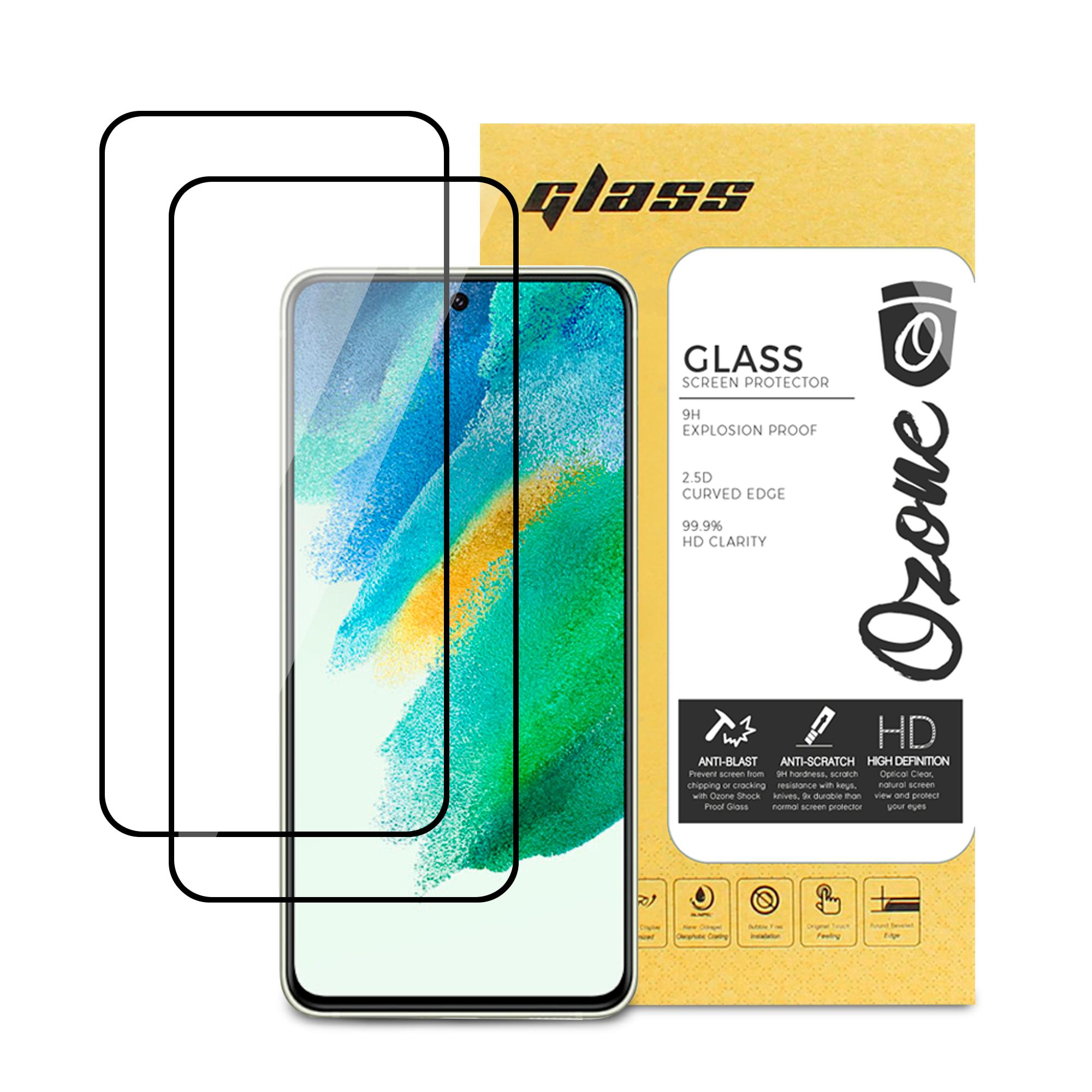 لاصقة حماية الشاشة لهاتف Samsung Galaxy S21 FE حزمة 2في1 HD Glass Protector Tempered Glass Screen Protector - O Ozone