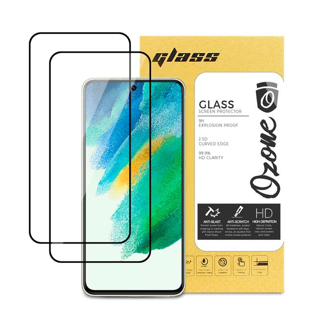 لاصقة حماية الشاشة لهاتف Samsung Galaxy S21 FE حزمة 2في1 HD Glass Protector Tempered Glass Screen Protector - O Ozone - SW1hZ2U6NjMzMjM0