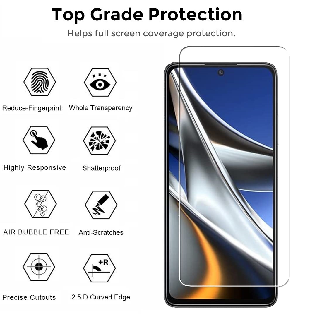 لاصقة حماية الشاشة لهاتف Xiaomi Poco X4 Pro 5G حزمة 2في1 HD Glass Protector Tempered Glass Screen Protector - O Ozone
