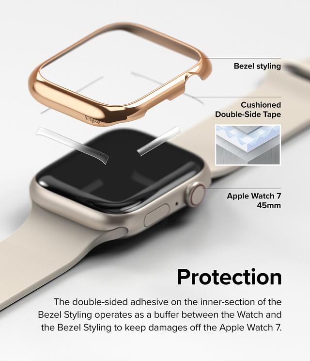 اطار ساعة أبل (كفر ساعة) ستانلس ستيل 41 ملم - وردي ذهبي Ringke Bezel Styling Apple Watch 7 Cover - SW1hZ2U6NjM0MTMw