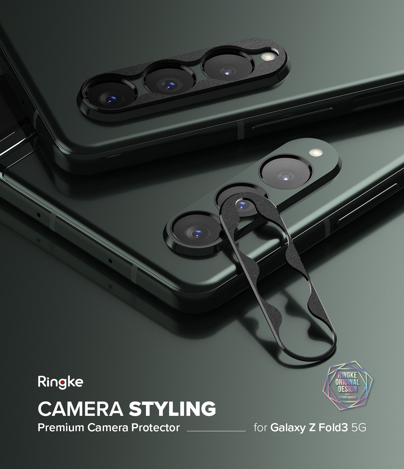 غطاء عدسة كاميرا لهاتف Galaxy Z Fold 3 5G أسود Camera Styling Lens Protector, Aluminium Frame Tough Protective - Ringke