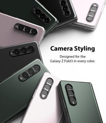 غطاء عدسة كاميرا لهاتف Galaxy Z Fold 3 5G أسود Camera Styling Lens Protector, Aluminium Frame Tough Protective - Ringke