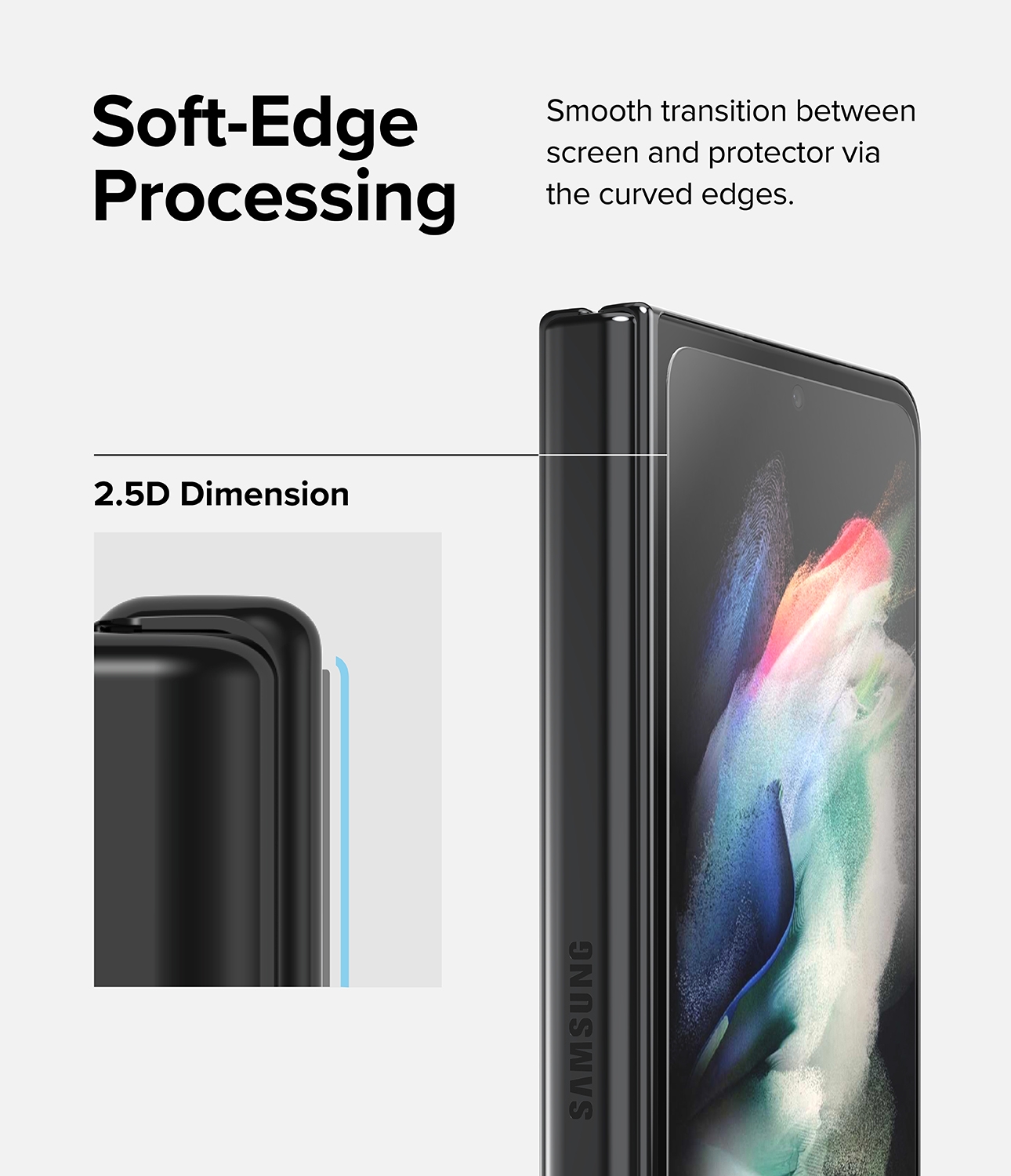 لاصقة حماية الشاشة الأمامية الخلفية لهاتف Samsung Galaxy Z Fold 4 شفاف Cover Display Glass Screen Protector - Ringke
