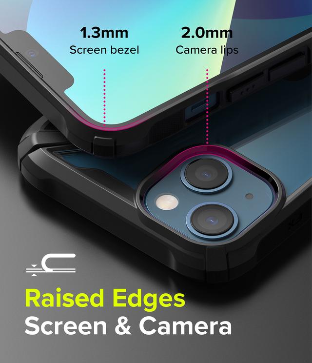 كفر موبايل مضاد للصدمات - iPhone 13 - أسود مموه  Case Hard Fusion-X Ergonomic Transparent Shock Absorption - Ringke - SW1hZ2U6NjM0NTQw