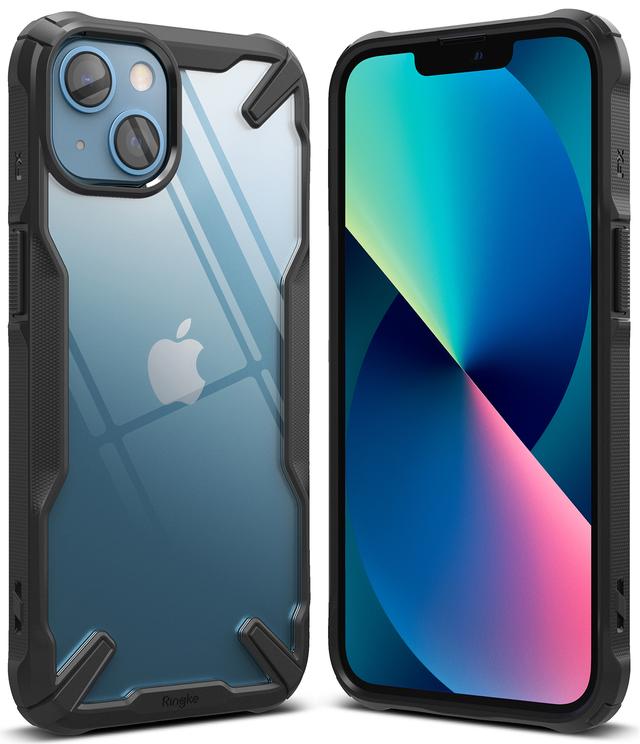كفر موبايل مضاد للصدمات - iPhone 13 Mini - أسود  Case Hard Fusion-X Ergonomic Transparent Shock Absorption - Ringke - SW1hZ2U6NjM0NTk0