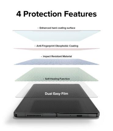 لاصقة حماية الشاشة الأمامية الخلفية لهاتف Samsung Galaxy Z Fold 4 شفاف Dual Easy Film High Resolution Support Ultrasonic Fingerprint - Ringke