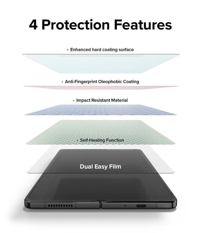 لاصقة حماية الشاشة الأمامية الخلفية لهاتف Samsung Galaxy Z Fold 4 شفاف Dual Easy Film High Resolution Support Ultrasonic Fingerprint - Ringke - SW1hZ2U6NjM0Nzky