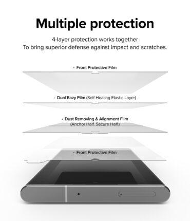 لاصقة حماية الشاشة لجهاز Samsung Galaxy S22 Ultra 5G حزمة 2في1 Dual Easy Film High Resolution Support Ultrasonic Fingerprint - Ringke