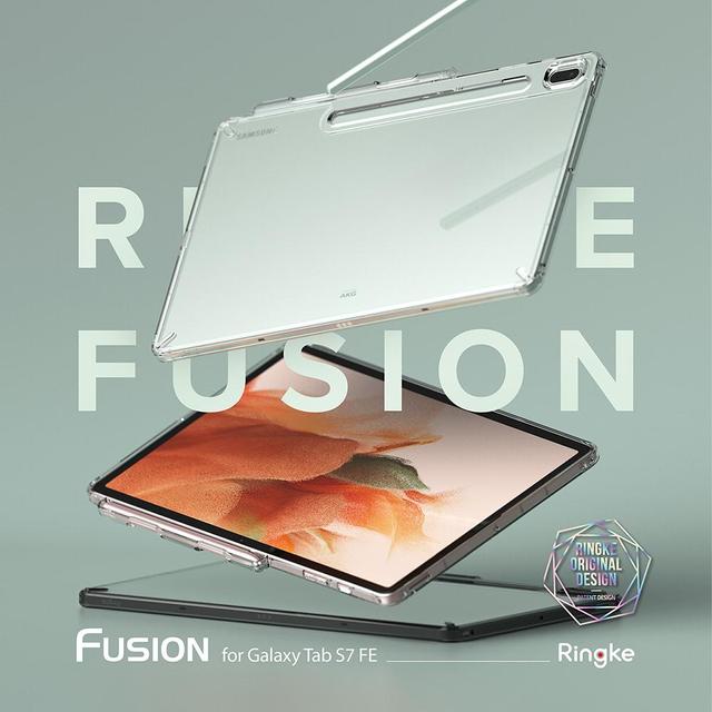 كفر سامسونغ مقاوم للصدمات - شفاف Ringke Fusion Case Compatible with Samsung Galaxy Tab S7 FE - SW1hZ2U6NjM1MzAw
