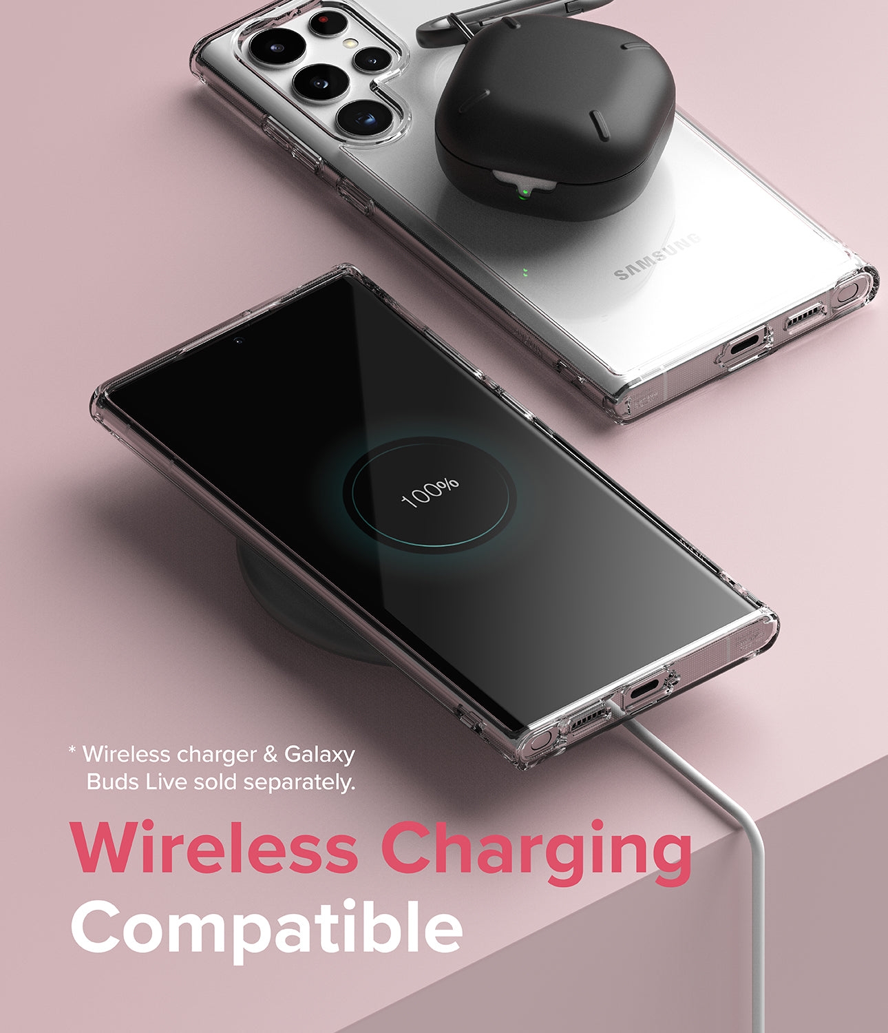 كفر سامسونغ مقاوم للصدمات - أسود دخاني Fusion Compatible with Samsung Galaxy S22 Ultra 5G Case (2022) - Ringke