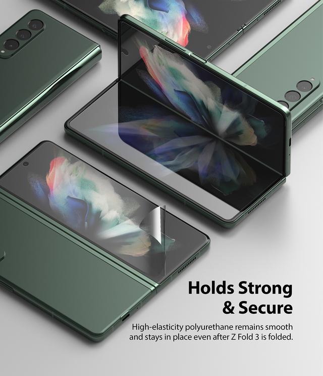 لاصقة حماية الشاشة الأمامية الخلفية لهاتف Samsung Galaxy Z Fold 3 شفاف Invisible Defender Full Coverage Screen Protector - Ringke - SW1hZ2U6NjM2MzI2